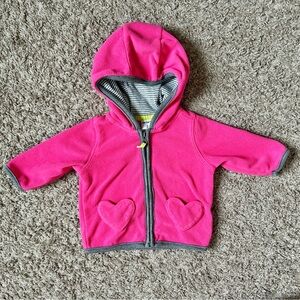 Carters I Baby Girl Pink Fleece Heart Pocket Hoodie Jacket I Size 3M I EUC